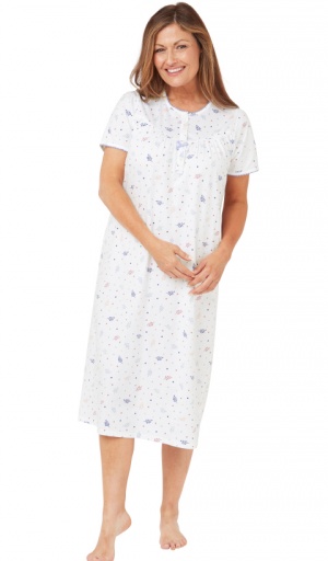 Marlon Spot & Leaf Short Sleeve Cotton Nightdress